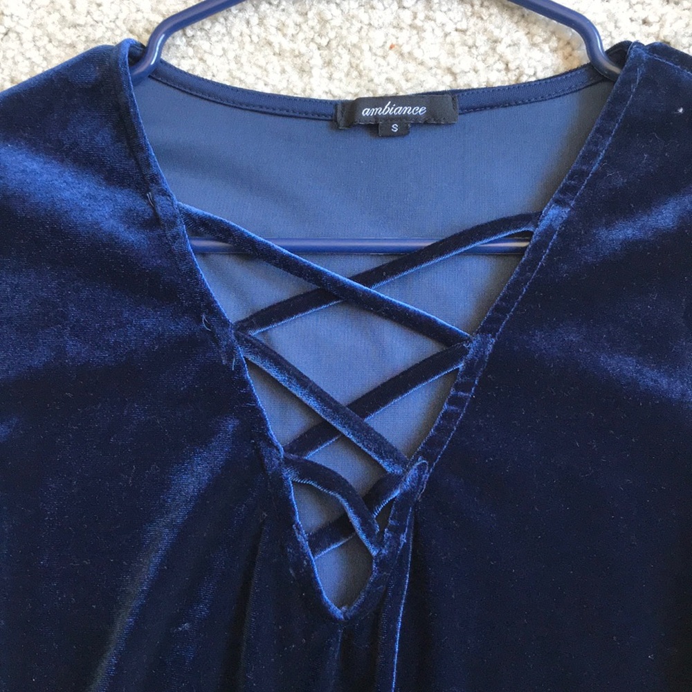 Velvet Dress (Navy, Neck Detail) - Picture 3 of 4